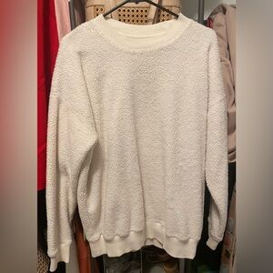 aerie Cream Plush Sherpa Crewneck